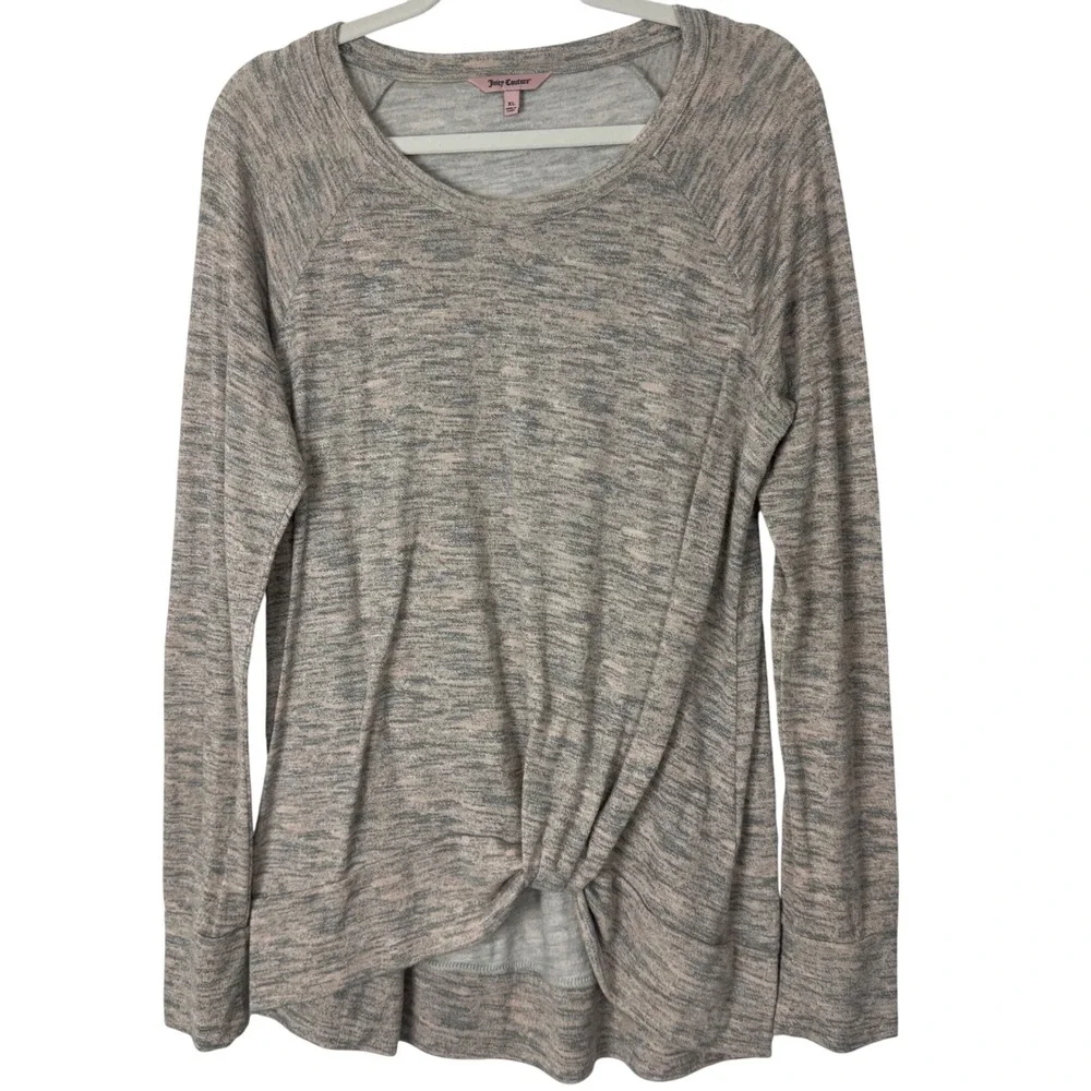 Juicy Couture‎ Top Women Size XL Pink Grey Heather Twist Pullover Long Sleeve